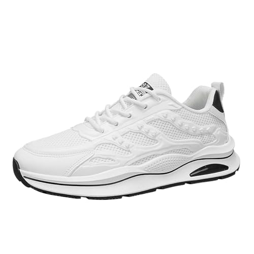 Sneaker Herren Laufschuhe Atmungsaktive Stoffschuhe Lässige Modische Jogging Running Atmungsaktiv (White, 44) von Generisch