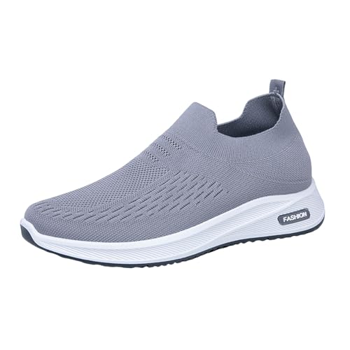 Sneaker Herren Laufschuhe Turnschuhe Tennisschuhe Wanderschuhe Trekkingschuhe Leichte Slip On Mesh Atmungsaktive Freizeit Casual Weiches Sohle Trainers Sportschuhe Running Gym (Light Gray, 40) von Generisch