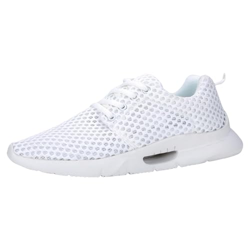 Sneaker Herren Laufschuhe Wanderschuhe Turnschuhe Mesh Atmungsaktiv Sportschuhe Leichtgewichts Trainingsschuhe Trekkingschuhe Walkingschuhe Outdoor-Slippersohle Basketball Tennis (White, 44) von Generisch