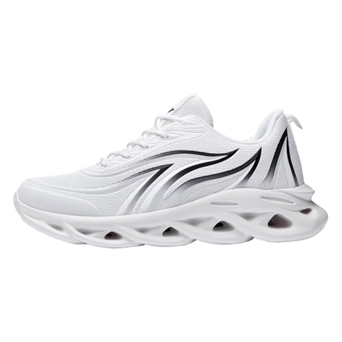 Sneaker Herren Laufschuhe Wanderschuhe Turnschuhe Plateau Abriebfest Sportschuhe Leichtgewichts Trainingsschuhe Trekkingschuhe Walkingschuhe Outdoor-Slippersohle Basketball Tennis (White, 45) von Generisch