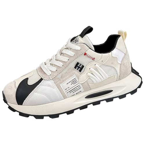 Sneaker Herren Modische Patchwork Herrenschuhe Sportlich Straßenschuhe Flach Weiche Sohle Freizeitschuhe Mesh Atmungsaktive Walkingschuhe Outdoor Lässig TrainerSchuhe Dicke Boden Sneakers von Generisch