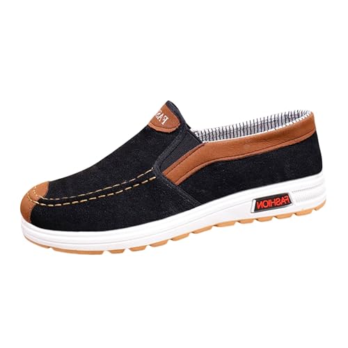 Sneaker Herren Ohne Schnürsenkel Slipper Schuhe Extra Weite Walkingschuhe Slip on Schlupfschuhe Leichtgewichtige Flach Laufschuhe Turnschuh Weichen Sohle Canvas Schuhe Bequeme Freizeitschuhe von Generisch