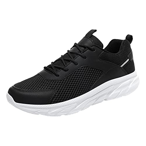 Sneaker Herren Schwarz Joggingschuhe Atmungsaktive Mesh Sportschuhe Rutschfest Freizeitschuhe Breite Füße Trainerschuhe Workout Laufschuhe Einfarbig Trainerschuhe Weichen Bequem Trekkingschuhe von Generisch