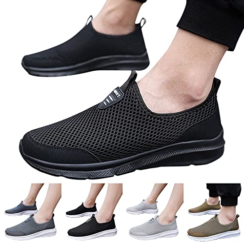 Sneaker Herren Schwarz Laufschuhe Herren Jogging Sportschuhe Leichte Turnschuhe Atmungsaktiv Wanderschuhe Leichte Sportschuhe Mesh Joggingschuhe Bequeme Slip On Freizeitschuhe Weich Walkingschuhe von Generisch
