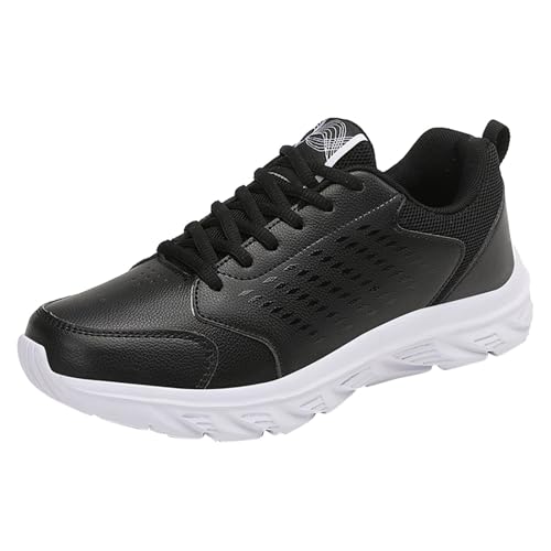 Sneaker Herren Turnschuhe Sneakers Flache weiche Unterseite Leichte Schnürung Einfarbig Bequeme Casual Running Tennisschuhe Trainingsschuhe Atmungsaktiv (White, 39) von Generisch