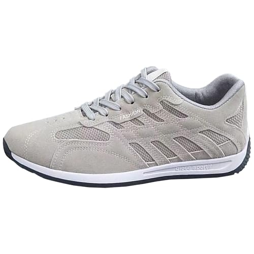 Sneaker Herren runde Spitze Flachschuhe Plastic Sportschuhe Mesh Atmungsaktive Laufschuhe Leichtgewichts Walkingschuhe Bequeme Schnürhalbschuhe rutschfest Freizeitschuhe Modische TrainerSchuhe von Generisch