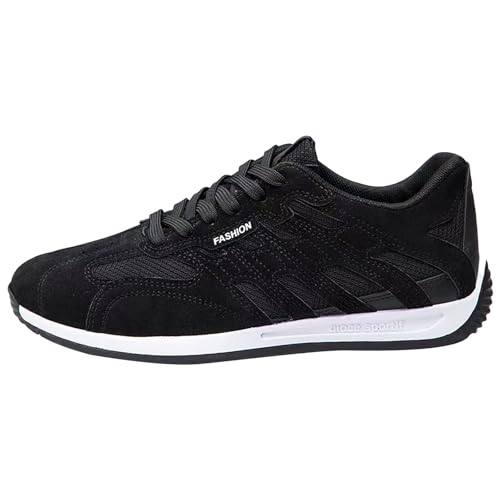 Sneaker Herren runde Spitze Flachschuhe Plastic Sportschuhe Mesh Atmungsaktive Laufschuhe Leichtgewichts Walkingschuhe Bequeme Schnürhalbschuhe rutschfest Freizeitschuhe Modische TrainerSchuhe von Generisch