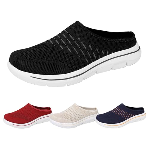 Sneaker Hinten Offen Damen Weiß, Sandaletten Damen Flach Vorne Geschlossen Sandale Mesh Plateau Outdoorschuhe Bequem Pantoletten Comfort Schlupfschuhe Atmungsaktiv Wanderschuhe Leicht Slides von Generisch