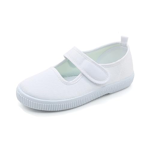 Sneaker Mädchen für Kinder – Leichte Lauflern- Kindergarten-Sneaker für Jungen/Mädchen | (Größen 22–41) Weiße Indoor-Tanzschuhe Kinder Sportschuhe Helle Sohle (White3, 19-20) von Generisch