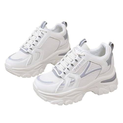 Sneaker Plateau Damen,glitzerschuhe für Damen,Plateau Sneaker Damen Chunky Plateau Schuhe Sportschuhe Turnschuhe Sneaker Elevate Shoes Trainers Fitnessschuhe Trainingsschuhe Fitnessstudio Goth Ele von Generisch