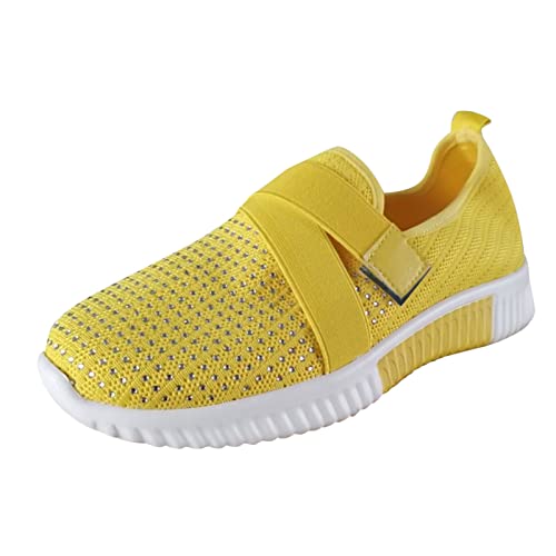 Sneaker Schuhe Herren Freizeit Mode Slip-on lässige Frauen atmungsaktive Outdoor-Schuhe für Frauen Damen Schuhe Boots Laufschuhe Herren Damen Turnschuhe Sportschuhe Outdoorschuhe (Yellow, 42) von Generisch