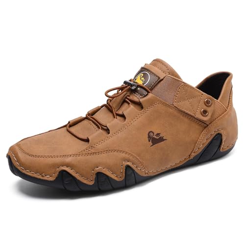 Sneaker Schuhe Herren Sportschuhe Aus Leder Im Vintage-Stil – Atmungsaktiv Turnschuhe Sportlicher Sneaker Mit Memory Foam Trainingsschuhe Sportschuhe Elastische Schnürsenkel Laufschuhen von Generisch
