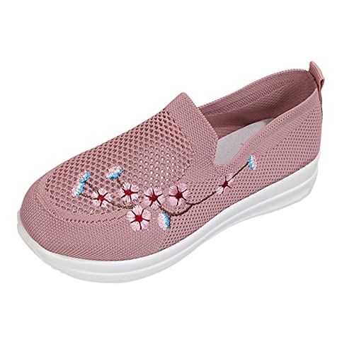Sneaker Slip on Damen Bequem Hallux Valgus Laufschuhe Leicht Shock Arch Support Freizeitschuhe Atmungsaktiv Vermascht Walkingschuhe Freizeit Breite Fuße Plantarfasziitis Weichen Sohlen Schuhe von Generisch