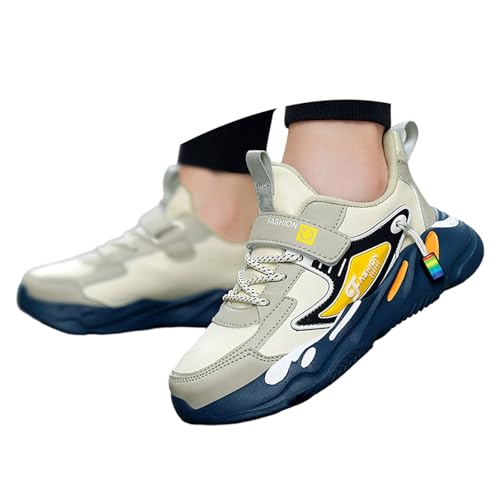 Sneaker Sommer Jungen 37 leichte, atmungsaktive Laufschuhe, rutschfeste, lässige Sportschuhe für Kleinkinder bis große Jungen im von 3 bis 14 Jahren Laufschuhe Herren (Beige, 32) von Generisch