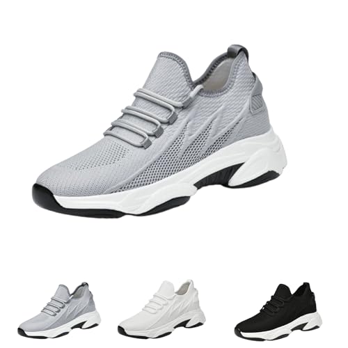 Sneakers Damen Herren,Unsichtbare Interne Höhenerhöhung - 1,6/2,4/3,2/4,1 Zoll,Höhenerhöhungs-Sneaker Für Herren (37,4cm,Grau) von Generisch