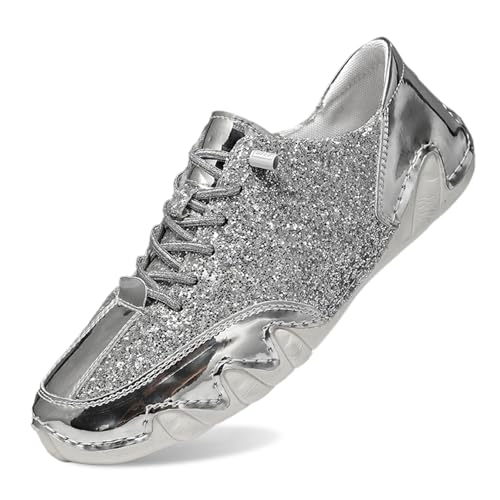Sneakers Herren Pailletten Flache Low Sneaker Atmungsaktiv Strass Glitzer Turnschuhe Outdoor Sportschuhe Spitzen Trachten Laufschuhe Sommerschuhe Hochzeitsschuhe Braut Stoffschuhe von Generisch