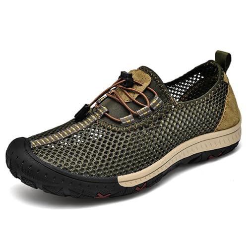 Sneakers für Herren, Slip-On-Komfort, atmungsaktiv, Herren-Wanderschuhe, rutschfest, schnell trocknend, Wandern, Walking, Wasserschuhe, khaki, 45 1/3 EU von Generisch