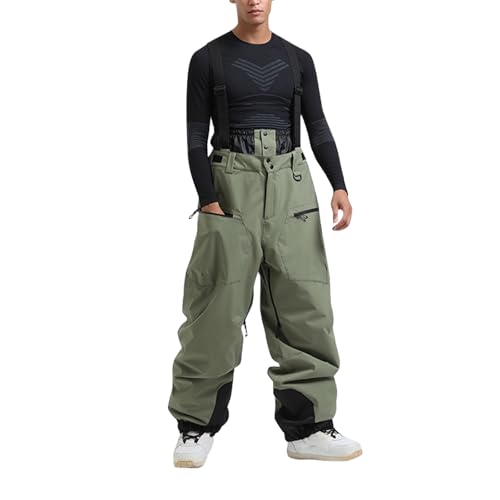 Snowboardhose Herren Ski Anzug Männer Snowboard Hose Männer Baggy Ski Pants Skihose Herren Wasserdicht Baggy Skihose Ski Pants Men Skihosen für Herren Skihose Herren Hosenträger Skihose Army Green XL von Generisch