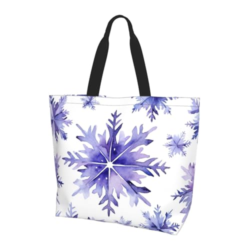Snowflake Tote Bag Damen Schulterhandtaschen Weihnachten Einkaufstaschen Wasserabweisend Große Handtasche mit Innentasche für Arbeit Reise Schule von Generisch