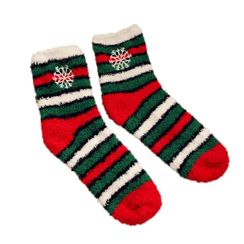 Socken für Herbst und Winter, Weihnachten, Weben, Plüsch, warm, Korallenplüsch, Hausschuhsocken mit Greifern, mintgrün, Einheitsgröße von Generisch