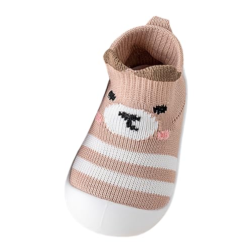 Sockenschuhe Baby,Kinder Socken Hüttenschuhe rutschfeste Lauflerner Schuhe Kleinkind Weicher Stricken Hausschuhe Niedliche Cartoon Gummisohle Lauflerner Babyschuhe von Generisch