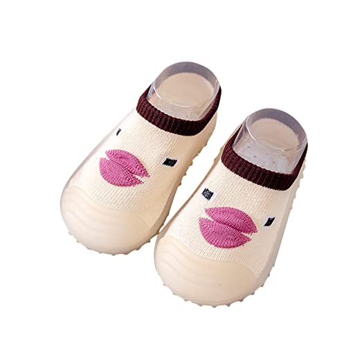 Sockenschuhe Baby Unisex Krabbelschuhe Kleinkind Stricken Kinderschuhe mit rutschfeste Gummisohle Niedliche Cartoon Gummisohle Lauflerner Babyschuhe von Generisch