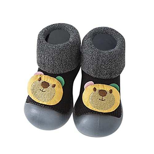 Sockenschuhe Baby Unisex Krabbelschuhe Weicher Barfußschuhe Baby Hausschuhe,rutschfeste Lauflernschuhe Niedliche Cartoon Gummisohle Lauflerner Babyschuhe von Generisch