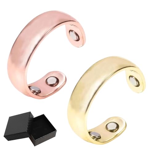 SöMni Ring,Rings Damen Wechseljahre,Innovativer Magnet-Akupressur-Ring,Legierungsmaterial,Fördert Fettverbrennung,Schlafqualität & Stressreduktion,Stilvolles Design mit Geschenkbox (Rosé+Gold) von Generisch