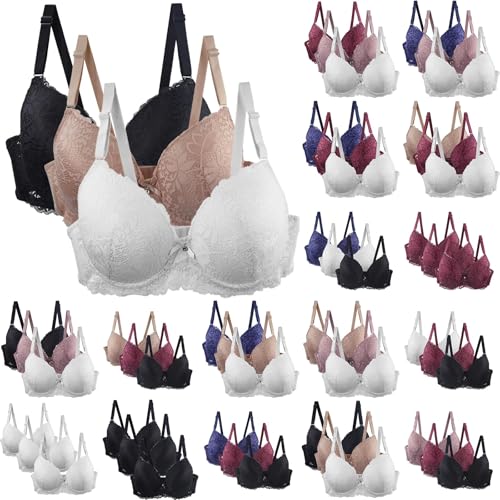 Soft BH Ohne Buegel 3Er Pack Damen Spitzen BHS Mit Bügel Große Größen Klassische-BH Frauen Push-Up Starker Halt BH Mit Verstellbaren Trägern Bequem BH Push Up Soft BH Ohne Buegel 3Er Pack Damen Spitzen BHS Mit Bügel Große Größen Klassische-BH Frauen Push-Up Starker Halt BH Mit Verstellbaren Trägern Bequem BH Push Up von Generisch