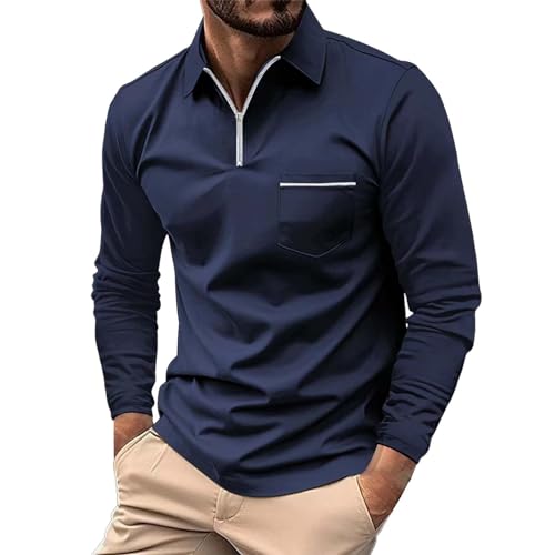 Softknit-Polo Herren Funktionsshirt Herren Leicht Mit Lässigem Kragen Arbeit Langarmshirt Pullover Männer Regular Tactical Shirt Atmungsaktiv Klassischer Outdoor von Generisch