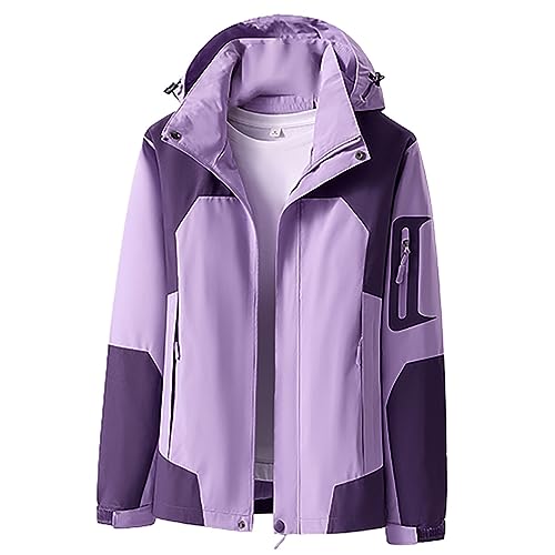 Softshelljacke Damen Große Größen Windjacke Damen Leicht Atmungsaktiv, Regenjacke Wasserdicht Outdoorjacke Spleißen Übergangsjacke Herbst Winter Windbreaker Winterjacke Regenfest Wanderjacke von Generisch