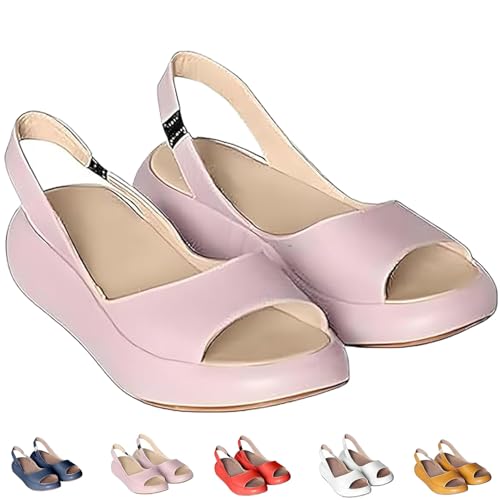 Solea Cushioned Sandals Ultra-soft cushioned footbed, Minimalist Sandals Lightweight Slip-On Peep-Toe Sandal, for Women (Pink,40) von Generisch