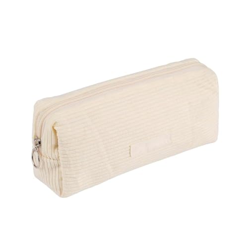 Solid Color Corduroy Pencil Literary And High School Student Stationery Bag 3 Farben Zur Wahl FüR Teenager FüR Schule Und Stiftetasche Mit ReißVerschluss Schreibwaren Organizer Tasche (Beige) von Generisch