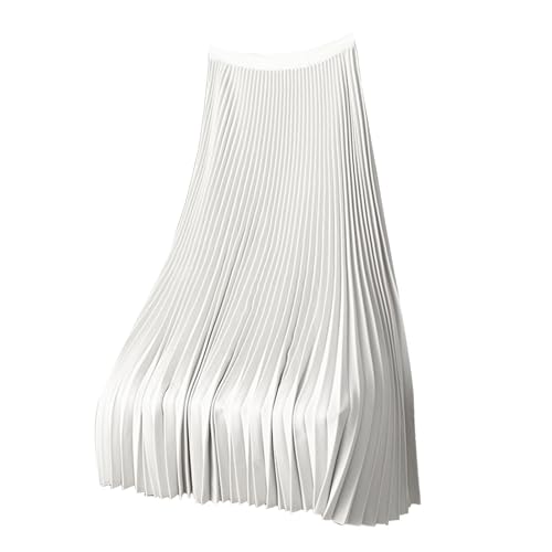 Solid Rock Lang Damen Elegant Satin Faltenrock Premium Vielseitiger Elastisch Taille Röck In Übergröße Bequem Plisseerock High Waist Damenrock Lässig Röcke Große Größe. von Generisch