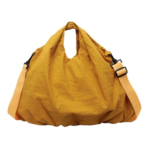 Solide Plissee-Tragetasche für Damen, mit verstellbarem Riemen, Schultertasche, Hobo-Tasche, großes Fassungsvermögen, für Reisen, Einkaufen, den täglichen Gebrauch, gelb, 16.93x5.12x11.02inch von Generisch