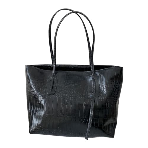 Solide Quaste Mutter Tasche Große Kapazität One Shoulder Tote Bag Einkaufstasche Vintage Handtaschen, Schwarz , Einheitsgröße von Generisch