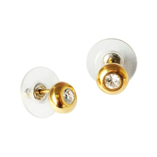 Solitaire Fashion Magnet Ohrstecker mit hochwertig geschliffenen White Diamond Crystal Magnetix Retro Design Magnetschmuck 4you # 462P gold von Generisch