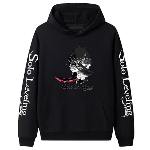 Solo Leveling Hoodie für Männer, Teens & Jungen, lässiger Streetwear, Anime-gedrucktes Sweatshirt für den Alltag, schwarz 1, L Solo Leveling Hoodie für Männer, Teens & Jungen, lässiger Streetwear, Anime-gedrucktes Sweatshirt für den Alltag, schwarz 1, L von Generisch