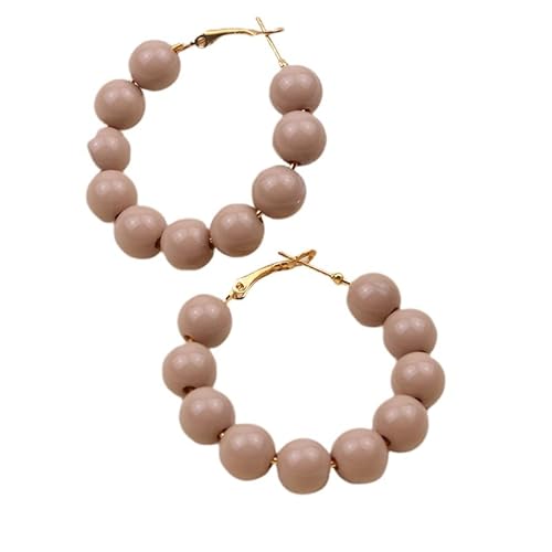Sommer Boho Braune Acrylperlen Runde Ohrringe, Boho Personalisierte Mode Handgefertigte Perlen Damen Creolen Schmuck Geschenk für Mädchen Teenager von Generisch