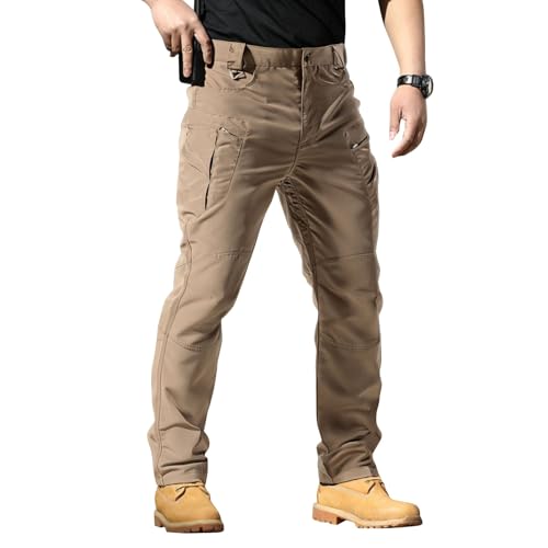 Sommer Cargohose Herren 3/4 Hose Tarnhose Chino Stretch Sporthose Schlupfhosen für Arbeitshosen Männer Jeans Wathose Wasserdicht Latzhose mit Seitentaschen Wanderhose Schwarze Loose Fit von Generisch