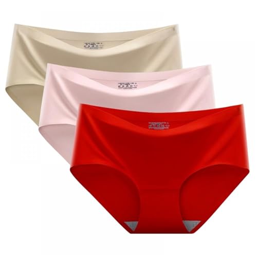 Sommer Damen 3er Pack Unterhosen - Nahtlose Eisseide Slips Unterwäsche - Damen Stretch Panties Slip Weich Frauen Basic Bequem Underwear (Größe M bis XXL) von Generisch