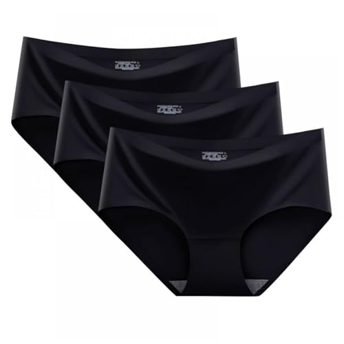 Sommer Damen 3er Pack Unterhosen - Nahtlose Eisseide Slips Unterwäsche - Damen Stretch Panties Slip Weich Frauen Basic Bequem Underwear (Größe M bis XXL) von Generisch