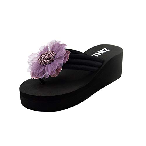 Sommer Flip Flops Damen Bequeme Hausschuhe Strandschuhe Trendige Damensandalen Wedges Sandalen für Alltag Freizeit (Purple, 36) von Generisch