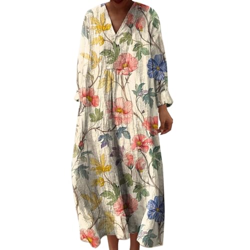 Sommer Kleider, Sommerkleid Damen Große Größen, Strandkleid Lang Maxikleider V Ausschnitt Sommerkleider Leicht Und Luftig Boho Kleid Elegante Midikleid Freizeitkleid, Meine Monatsabrechnung Sehen von Generisch
