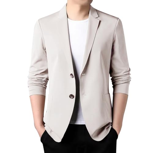 Sommer Sakko Herren Ultra Dünne Atmungsaktiv Sakkos Freizeit Anzug Business Anzugjacke Große Größen Leicht Sportlich Sportsakko Einfarbige Blazer Anzugkragen Oberteile mit Tasche (Brown, 3XL) von Generisch