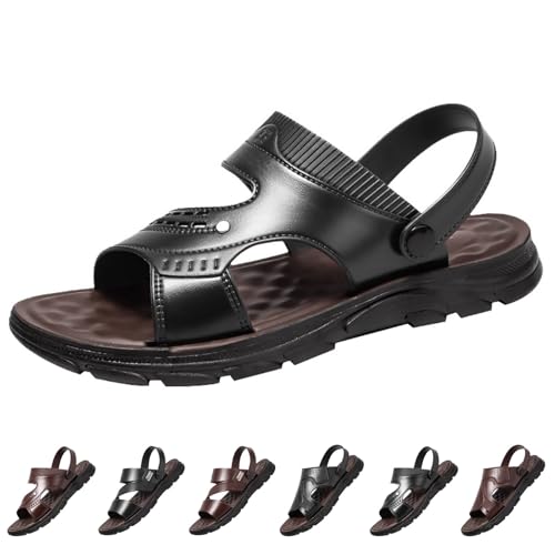 Sommer Sandalen Herren Leder Sandaletten - Weichen Sohlen Rutschfest Wasserdichte Fahrsandalen Pantoletten - Elegant Bequem VerschleißFest Sandals Freizeitsandalen Strandschuhe FüR MäNner Sandals von Generisch