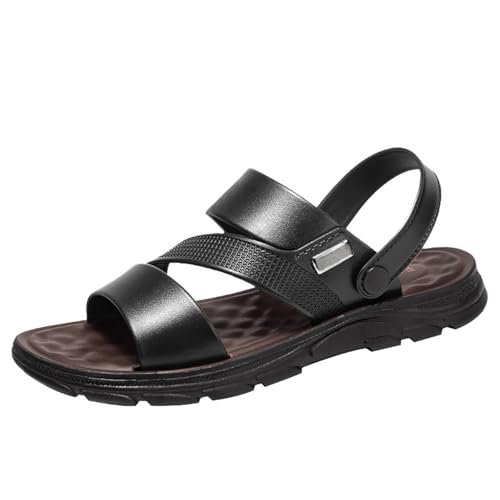 Sommer Sandalen Herren Leder Sandaletten - Weichen Sohlen Rutschfest Wasserdichte Fahrsandalen Pantoletten - Elegant Bequem VerschleißFest Sandals Freizeitsandalen Strandschuhe FüR MäNner Sandals von Generisch