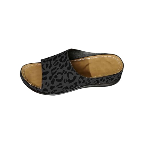 Sommer-Sandalen für Damen, Camouflage-Druck, flache Hausschuhe, Keilsandalen, offene Zehenpartie und Slingback-Sandalen, Strandsandalen, Wanderschuhe, leicht, langlebig, klobiger Schuh mit von Generisch