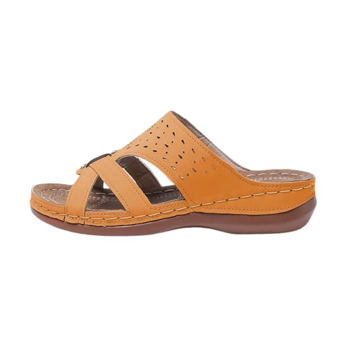 Sommer-Sandalen für Damen, Größe 37, Keilabsatz, flache Slipper, Plateau-Sandalen, ausgehöhlter Schuh, Kreuzriemen, offene Zehen, Hausschuhe, Slingback-Sandalen, atmungsaktiv, Sommer-Wanderschuhe Sommer-Sandalen für Damen, Größe 37, Keilabsatz, flache Slipper, Plateau-Sandalen, ausgehöhlter Schuh, Kreuzriemen, offene Zehen, Hausschuhe, Slingback-Sandalen, atmungsaktiv, Sommer-Wanderschuhe von Generisch