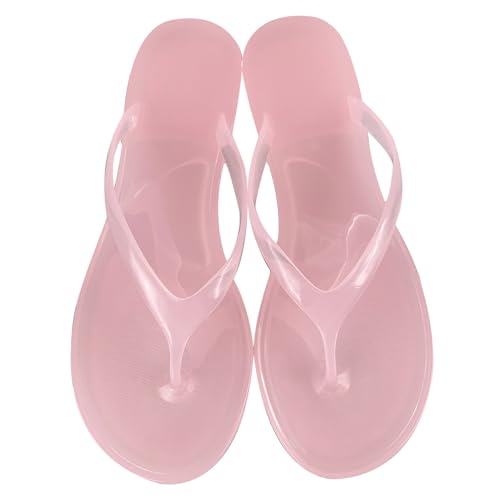 Sommer Slides Damen Elegant Sommer Transparent Jelly Crystal Flache Unterseite Toe Flip Flops Strand Sandale Hausschuhe Damen Schuhe Wasserdicht Winte (38) von Generisch